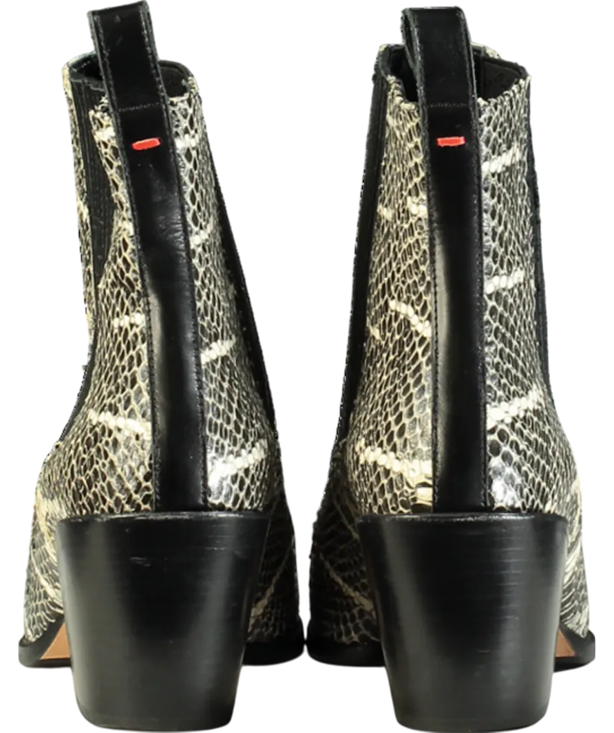 AEYDE Black Kate Snake-effect Leather Ankle Boots UK 8 EU 41 👠