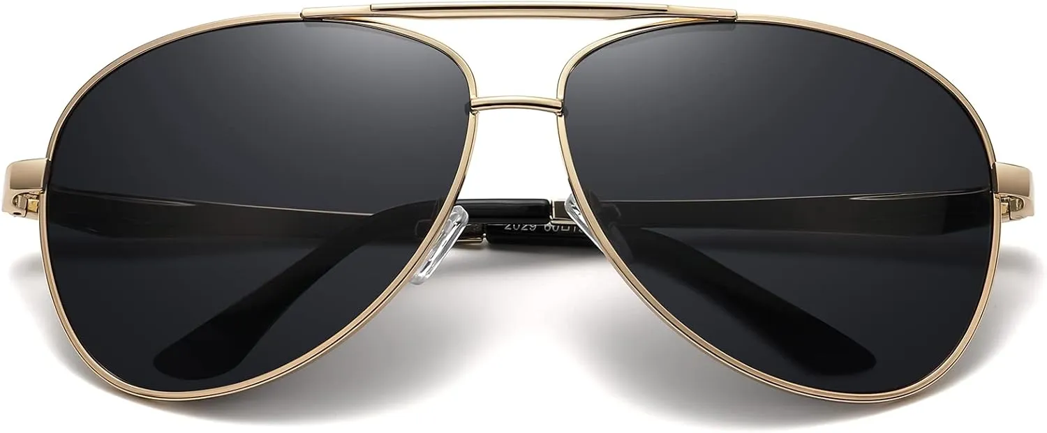 Big XL Wide Frame Extra Large Polarized Aviator Sunglasses for Big Heads Men Oversized Military Pilot Glasses