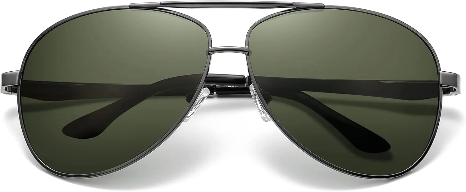 Big XL Wide Frame Extra Large Polarized Aviator Sunglasses for Big Heads Men Oversized Military Pilot Glasses