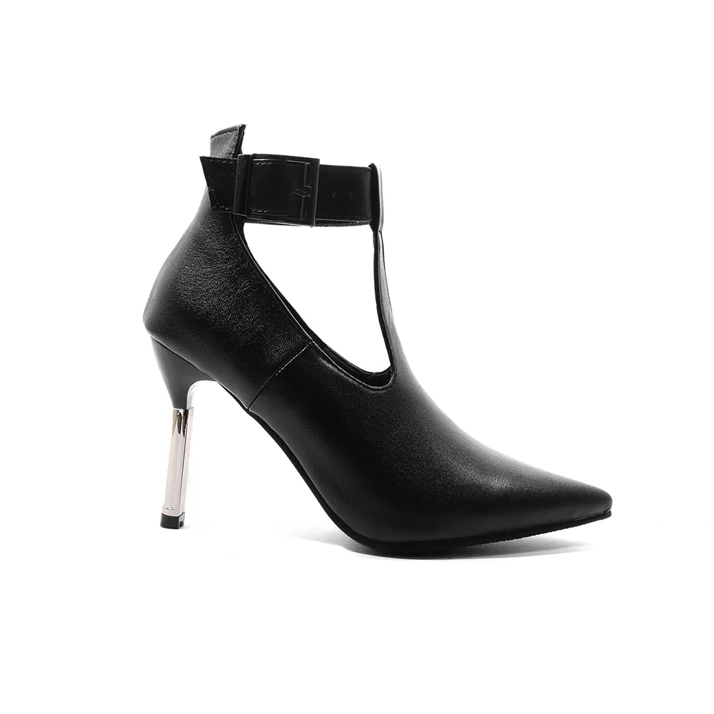Bigsizeheels T-shaped Buckle stilettos - Black