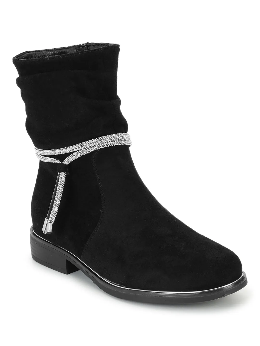Black Suede High-End-Fashion Stylish Ankle Boots (TC-RS3690-BLK)