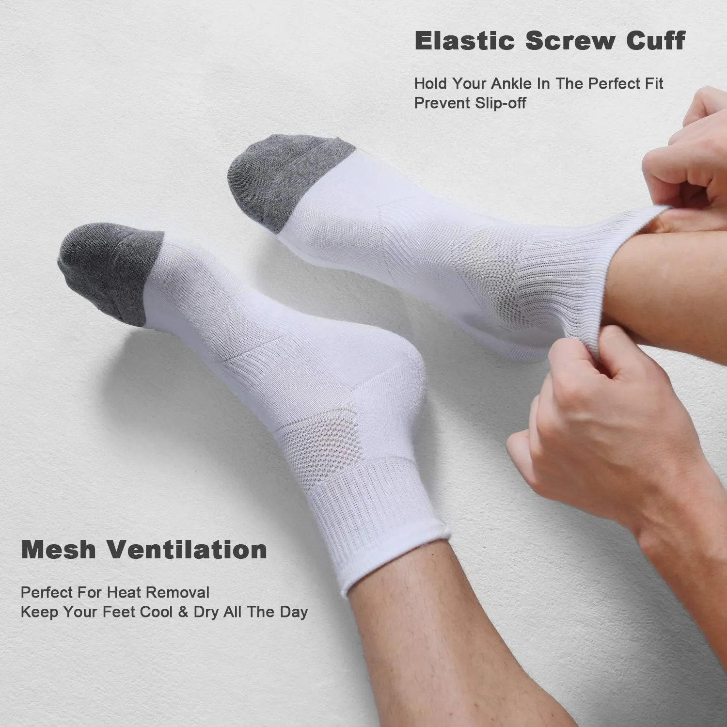 CS CELERSPORT 6 Pack Men's Ankle Socks with Cushion Athletic Running Socks