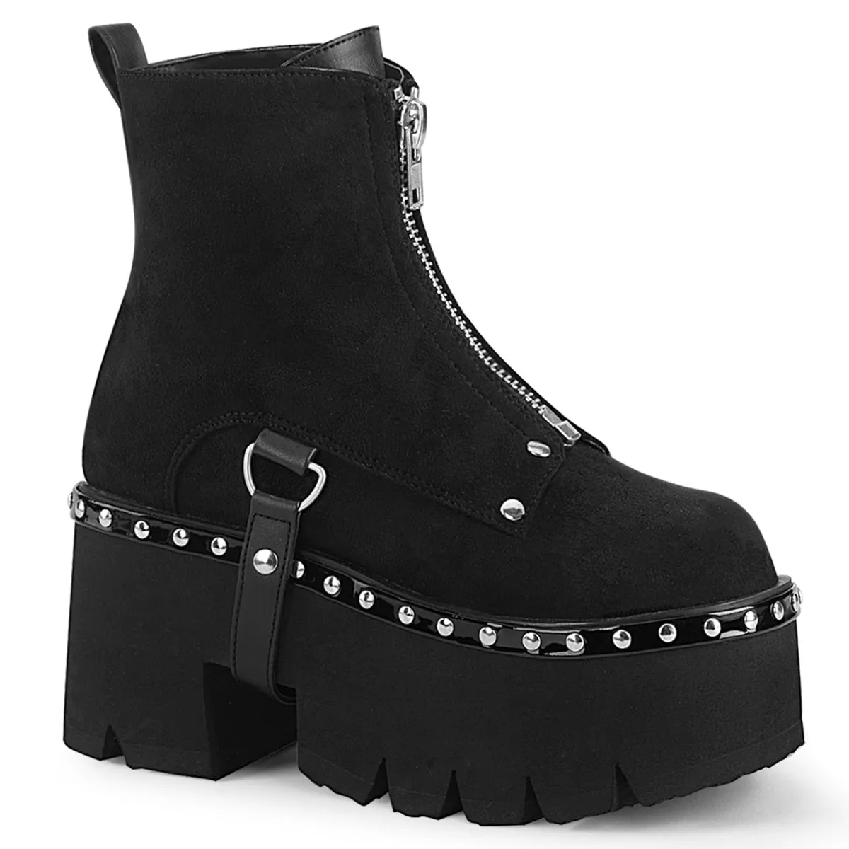 Demonia Ashes-100 Chunky Heel Ankle Boot