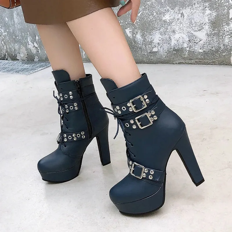 Funki Buys | Boots | Women's Buckle Strap Platform Ankle Boots