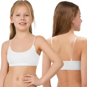 Girl Dance Bra - Seamless Wireless Elastic Bras with 2 Pair Adjustable Replace Clear Straps Silicone Covers