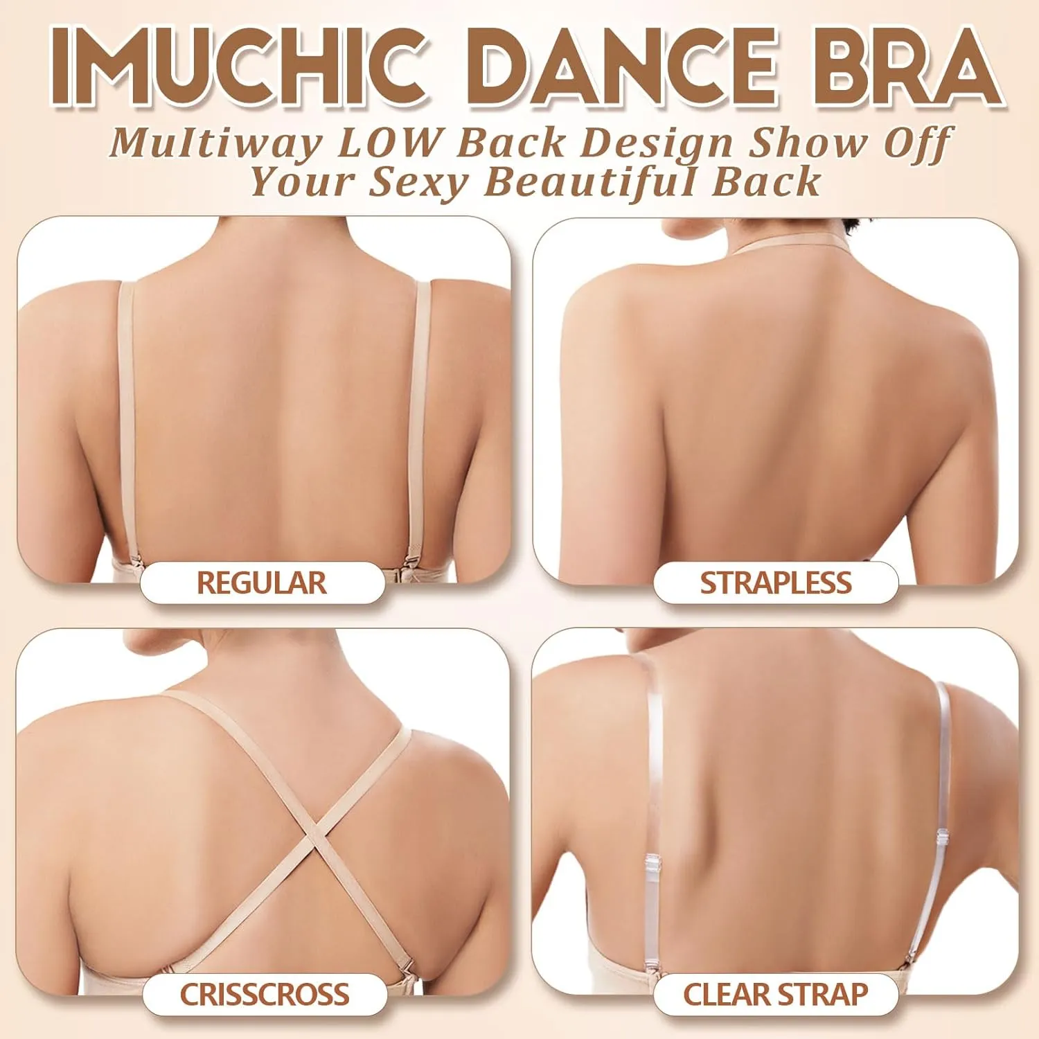 Girl Dance Bra - Seamless Wireless Elastic Bras with 2 Pair Adjustable Replace Clear Straps Silicone Covers