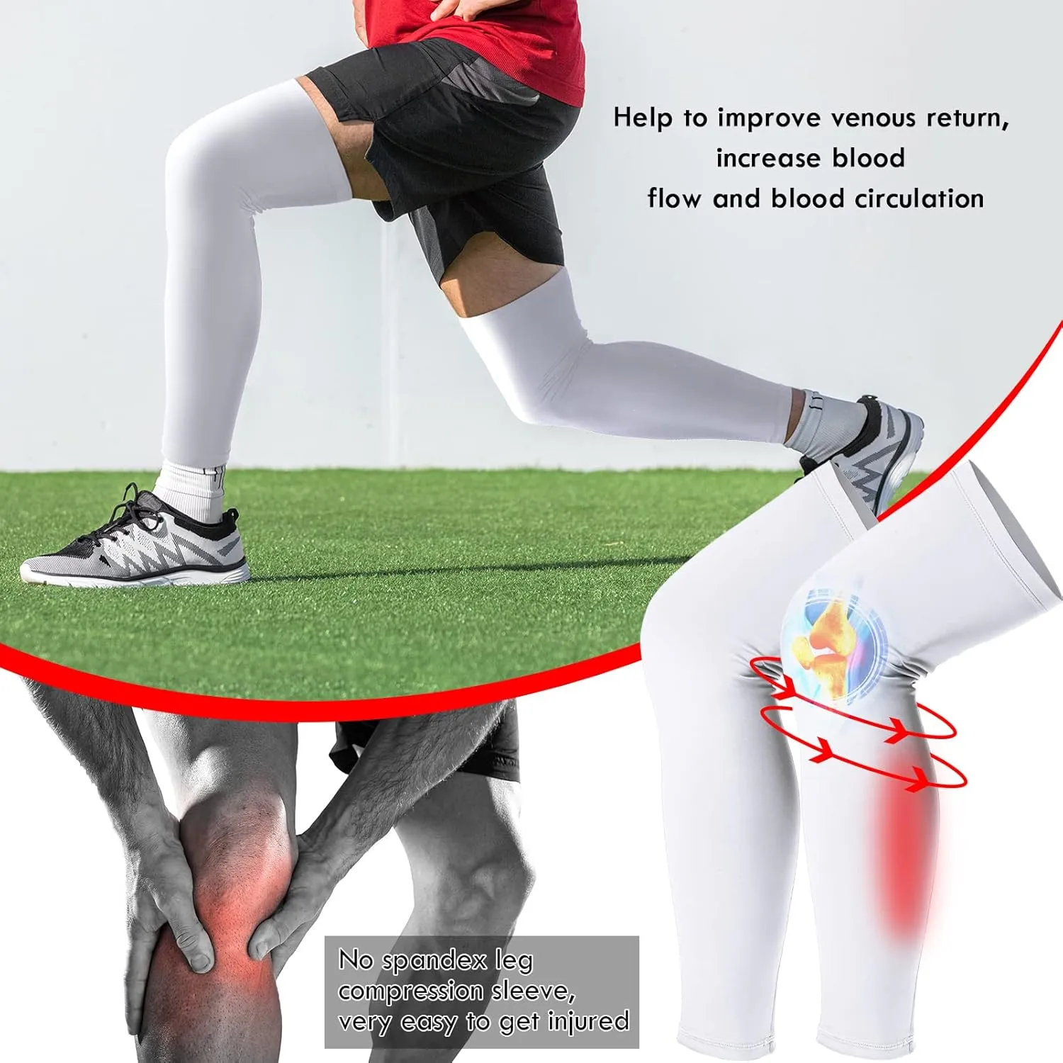 Leg Sleeves Compression Long Knee Sleeve UV Protect for Men Women Sport Basketball Football