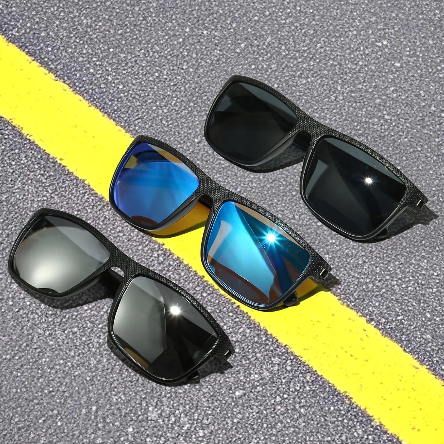 MASDUN Polarized Sunglasses for Men and Women Square Sun glasses UV Protection For Driving Fishing Golf (3 Pack)
