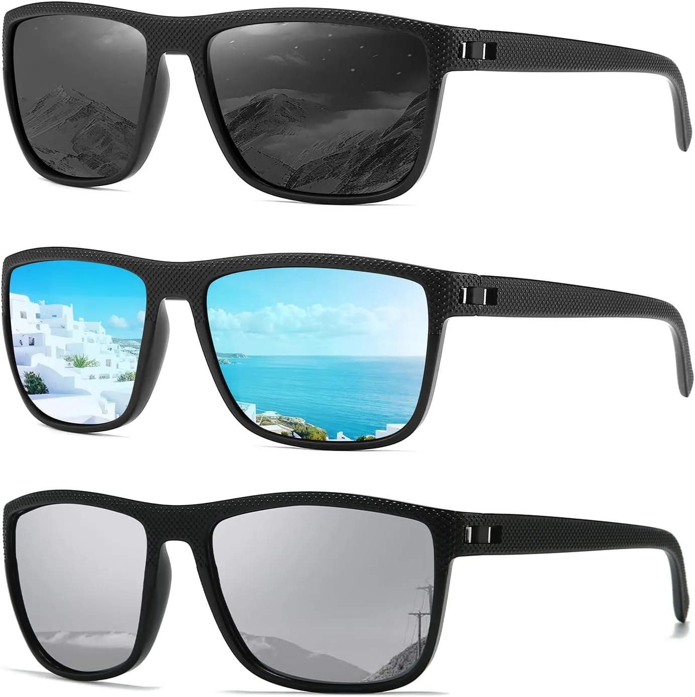 MASDUN Polarized Sunglasses for Men and Women Square Sun glasses UV Protection For Driving Fishing Golf (3 Pack)