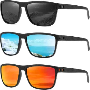 MASDUN Polarized Sunglasses for Men and Women Square Sun glasses UV Protection For Driving Fishing Golf (3 Pack)