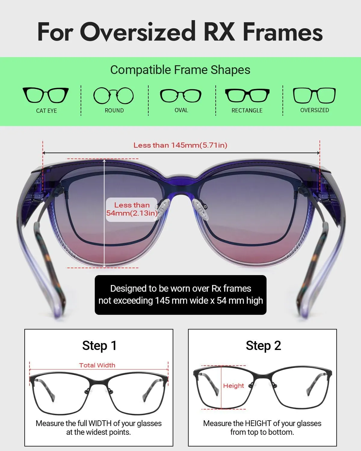 Meeloog Over Glasses Sunglasses for Women Polarized Stylish Large Shades Cover Glass Women Cateye Round UV400 for Driving