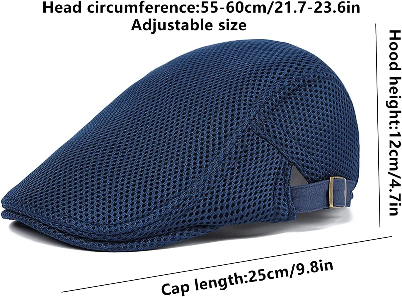 Mens Breathable Mesh Summer Hat Adjustable Newsboy Beret Ivy Cap Cabbie Flat Cap