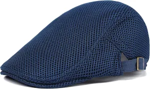 Mens Breathable Mesh Summer Hat Adjustable Newsboy Beret Ivy Cap Cabbie Flat Cap
