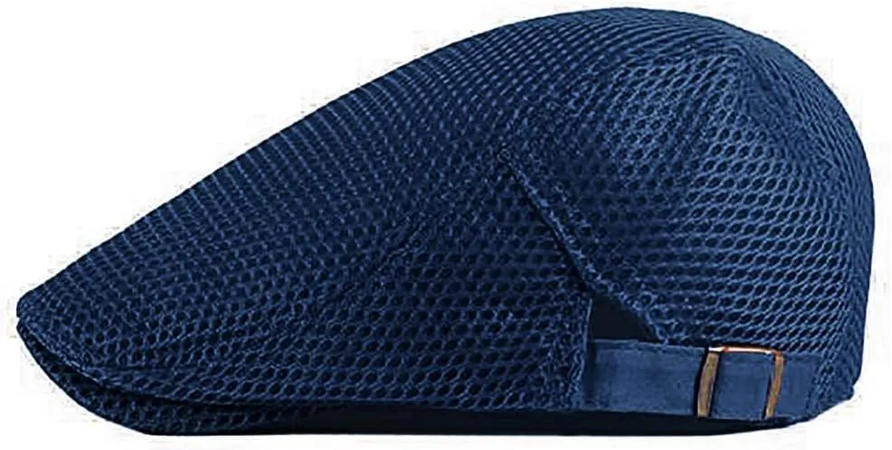 Mens Breathable Mesh Summer Hat Adjustable Newsboy Beret Ivy Cap Cabbie Flat Cap
