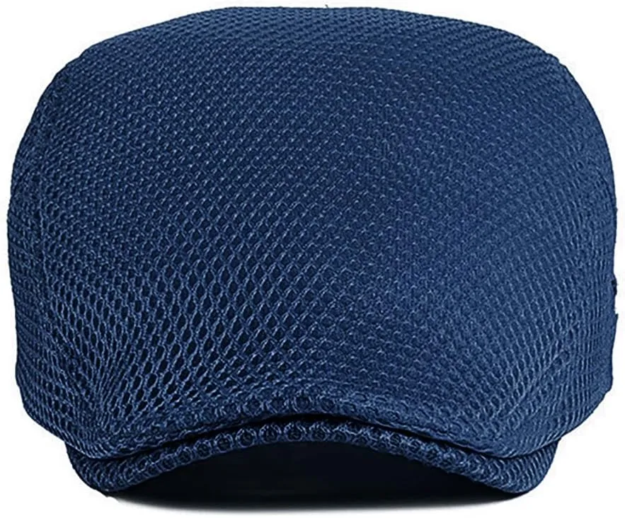 Mens Breathable Mesh Summer Hat Adjustable Newsboy Beret Ivy Cap Cabbie Flat Cap