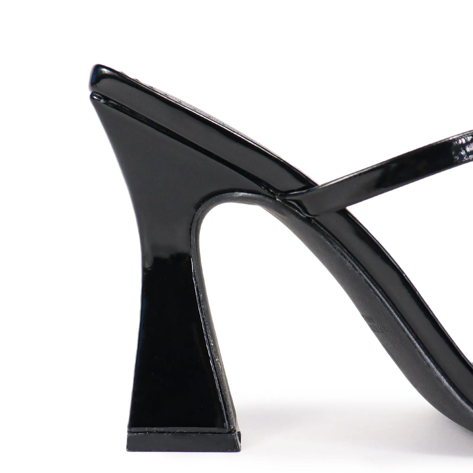 MICHAELA-1 SQUARED STRAPPY TRAPEZOID HIGH HEELS - BLACK