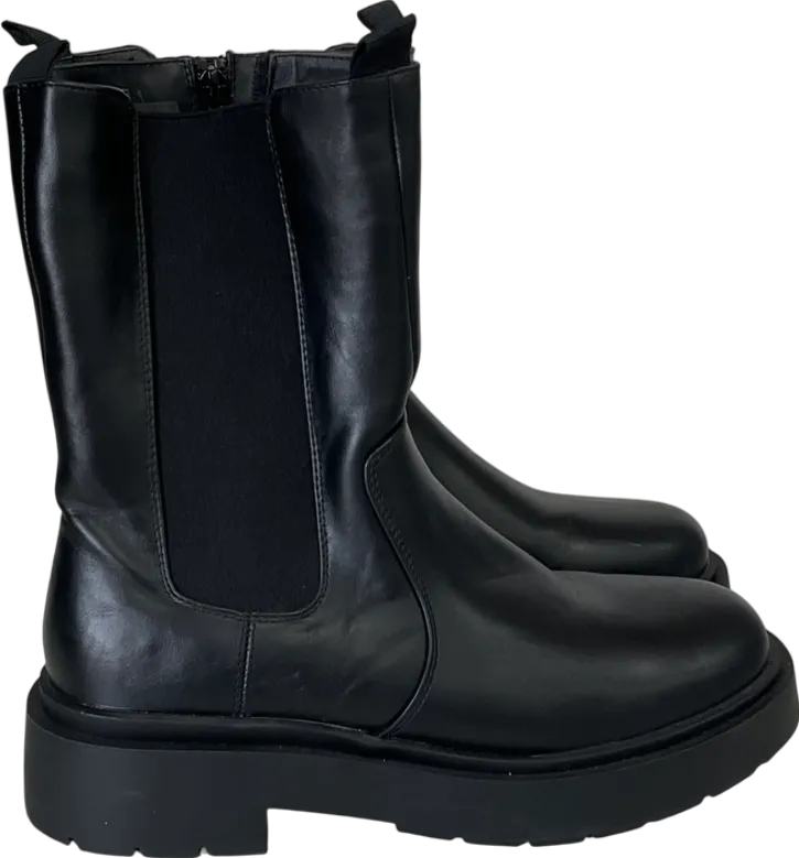 New Look Black High Ankle Chunky Cleated Chelsea Boots UK 6 EU 39 👠