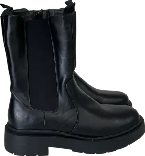New Look Black High Ankle Chunky Cleated Chelsea Boots UK 6 EU 39 👠