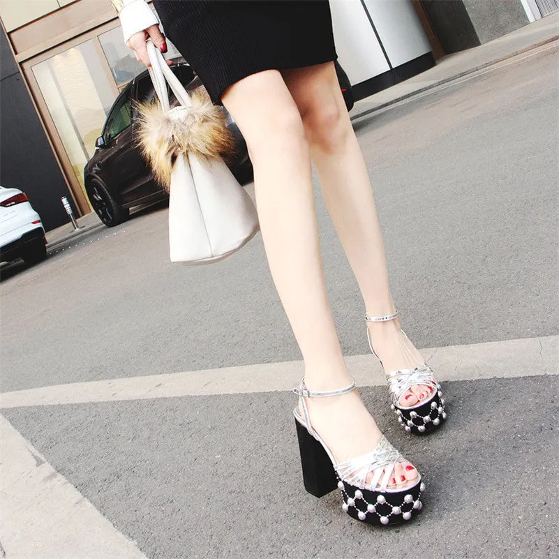 Olevia Black and Gold Platform Heels