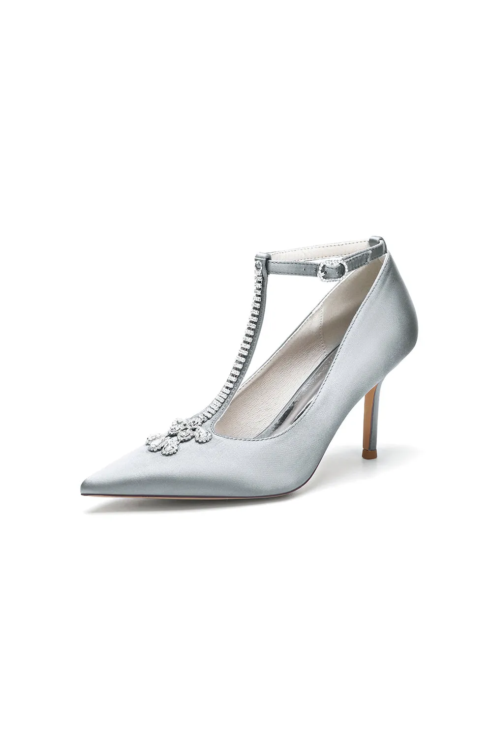 Party Pointed Toe Crystal Strap High Heels Shoes