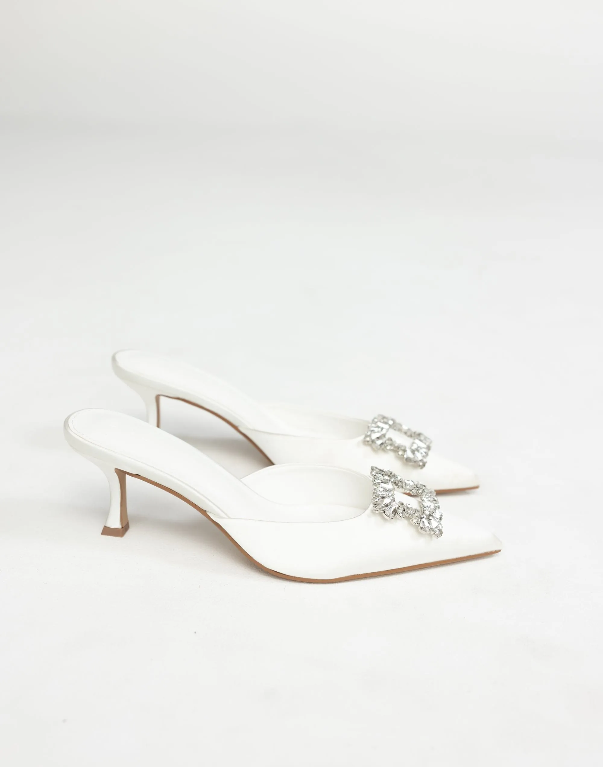 Promise Heels (White Satin) - By Billini