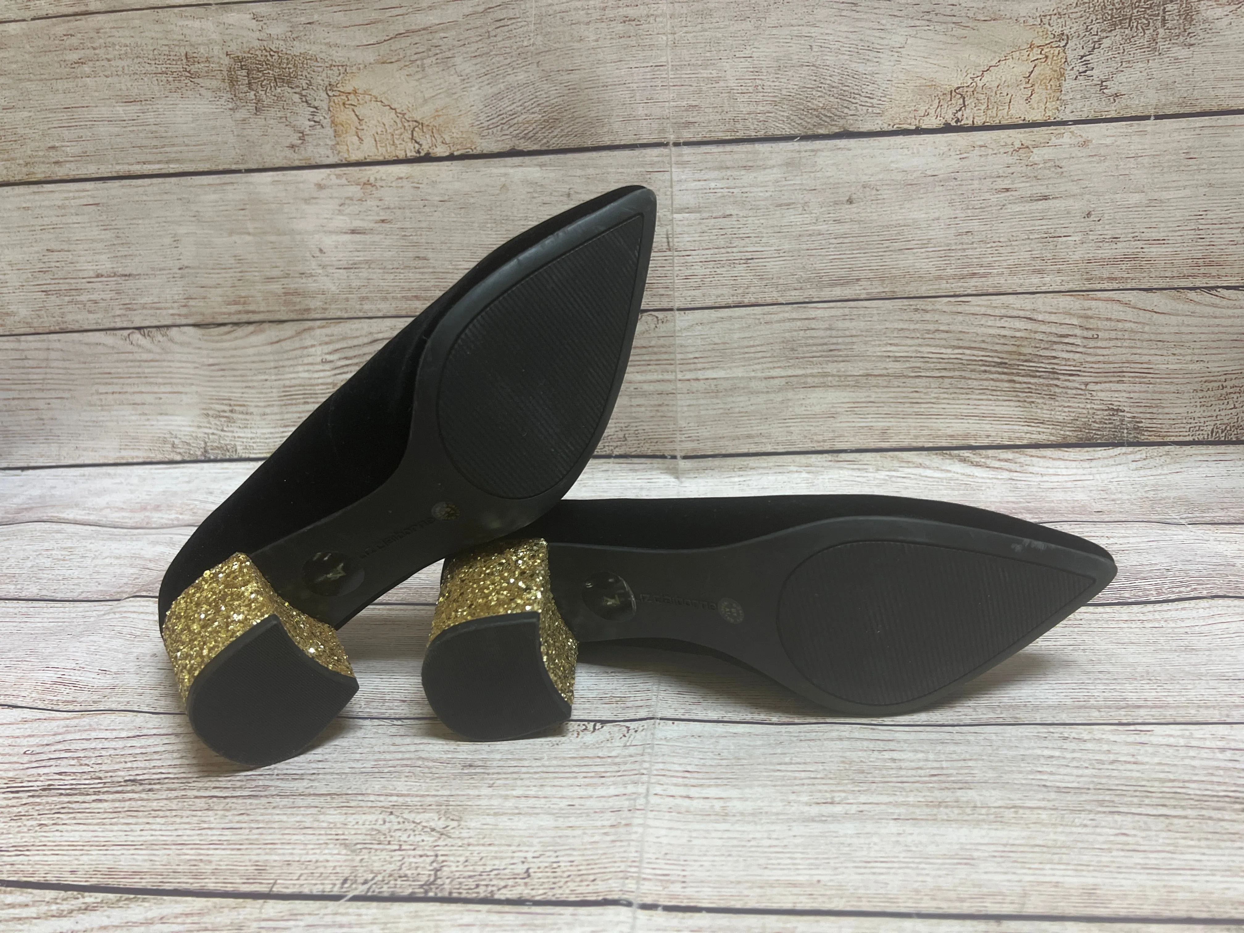 Shoes Heels Block By Liz Claiborne In Black & Gold, Size: 7