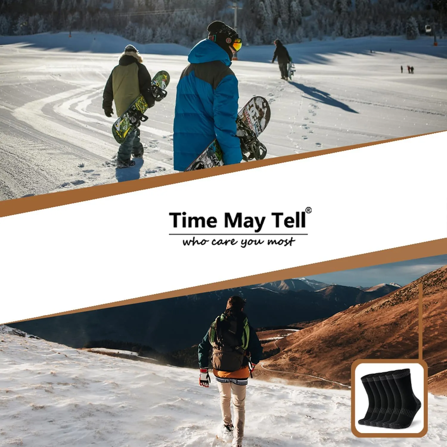 Time May Tell Mens Merino Wool Hiking Cushioning Socks For Outdoor Wool-Socks-For-Mens 3 Pack