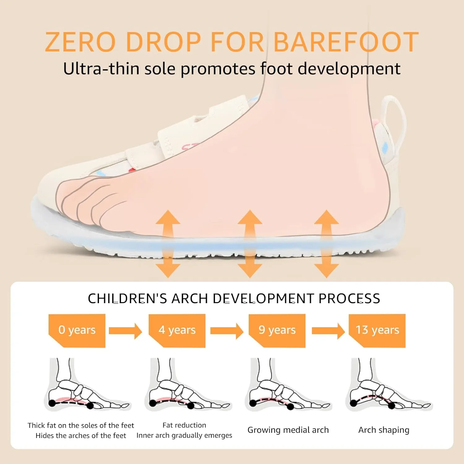 Wide Toe Box Toddler Shoes Zero Drop Boys Girls Barefoot Shoe Non-Slip Little Kids Sneakers for First Walking